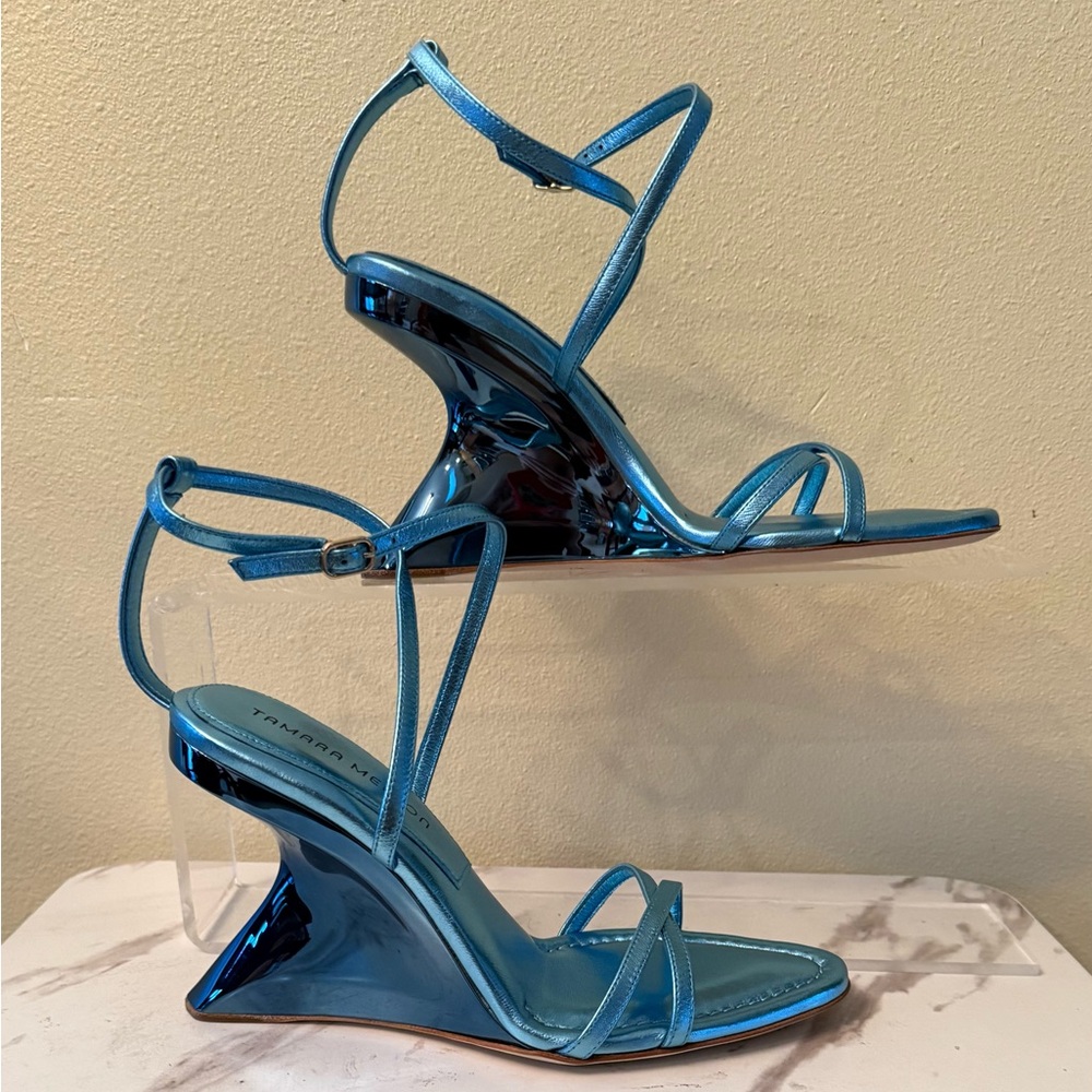 Tamara Mellon Surreal 100 Metallic Nappa Sandal, Size 38 (US 7-1/2), NIB